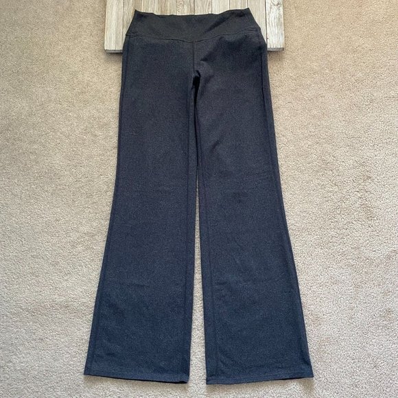 Athleta Fusion S Gray Heather Yoga Flare Wide Leg Pants Athleisure Flap Pockets - Picture 5 of 12